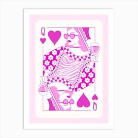 Queen Of Hearts Magenta - Floral Champaign Art Print