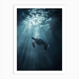 Sea Turtle In The Ocean. Generated AI. Art Print Art Print