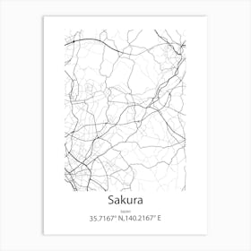 Sakura,Japan Minimalist Map Art Print