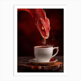 Red Dragon Scales Shimmering With Varied Shades From Scarlet To Vermillion Glares Intensely Direct Art Print