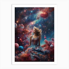 Space Girl Canvas Print Art Print