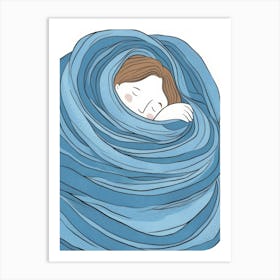 Illustration Of A Sleeping Girl 1 Art Print