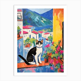 Painting Of A Cat In Ravello Italy 2 Art Print