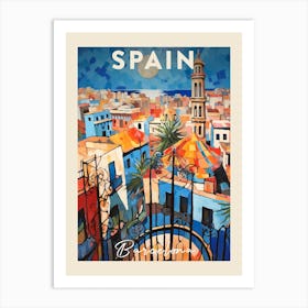 Barcelona Spain 2 Fauvist Painting  Travel Poster Art Print