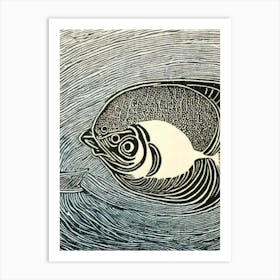 Barreleye Fish II Linocut Art Print