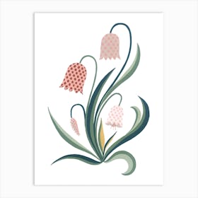 Wild Pink Chess Flower Botanical Painting Art Print