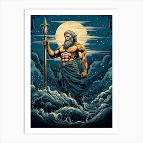  An Illustration Of The Greek God Poseidon 7 Art Print