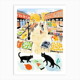 The Food Market In London 7 Illustration Art Print