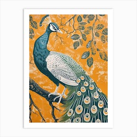 Blue Mustard Peacock In The Tree 1 Art Print