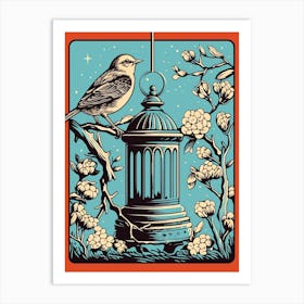 Bird And Bird Feeder Floral 3 Art Print