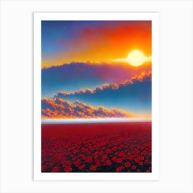 Sunset Over Poppies Art Print