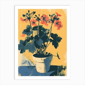 Geranium Flowers On A Table   Contemporary Illustration 1 Art Print