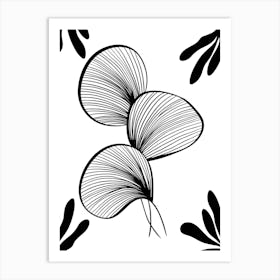 Abstract Black And White Leaves Art Print