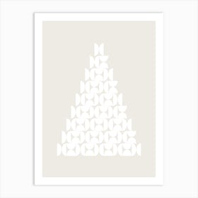 Mid Century Christmas Tree Beige And White Art Print