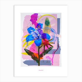 Bluebell 3 Neon Flower Collage Poster Art Print