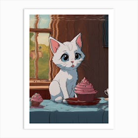 Little White Cat Art Print