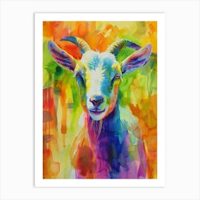 Goat Colourful Watercolour 4 Art Print