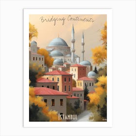 Bridges Between Continents, minimalist soft tones palette, watercolor poster Art Print