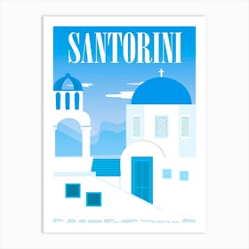 Greece, Santorini — Retro travel minimalist poster 4 Art Print