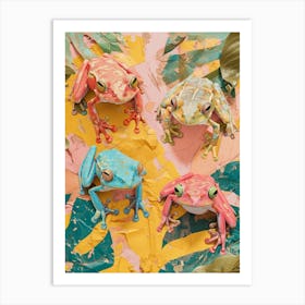 Kitsch Rainbow Frogs 1 Art Print