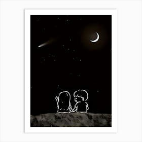 Couple In The Moonlight Art Print