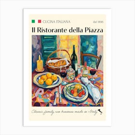 Il Ristorante Della Piazza Trattoria Italian Poster Food Kitchen Art Print