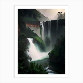 Nohsngithiang Falls, India Realistic Photograph (3) Art Print