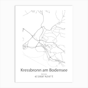 Kressbronn Am Bodensee,Germany Minimalist Map Art Print