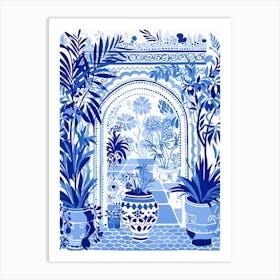 Jardin Majorelle Morocco Modern Blue Illustration 6 Art Print