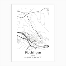 Plochingen,Germany Minimalist Map Art Print