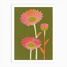 Pink & Green Sunflower 1 Art Print