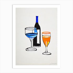 Assyrtiko Picasso 1 Line Drawing Cocktail Poster Art Print