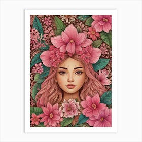 Girl With Flowers 9 Art Print