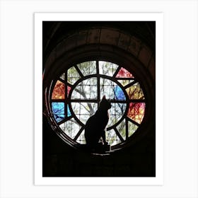 Cat In Stained Glass Window 15 Art Print