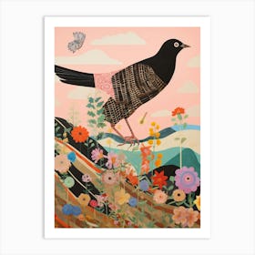 Maximalist Bird Painting Blackbird 1 Art Print