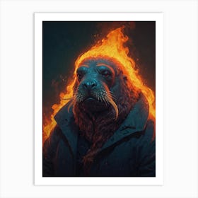 Polar Bear In Flames Art Print