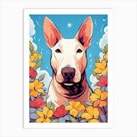 Bull Terrier Portrait With A Flower Crown, Matisse Painting Style 3 Art Print