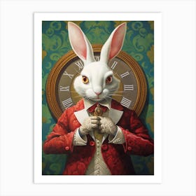 Alice In Wonderland The White Rabbit Kitsch 2 Art Print
