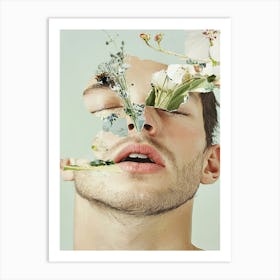 Flowers In The Face Art Print