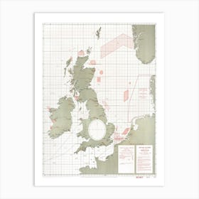 British Islands Approximate Positions Of Minefields (1918) Art Print