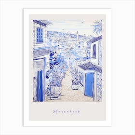 Marrakech Morocco Mediterranean Blue Drawing Poster Art Print