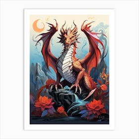 Dragon On A Rock Art Print