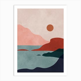 Watercolor sunset landscape 10 Art Print