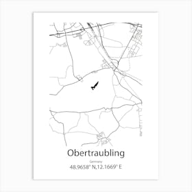 Obertraubling,Germany Minimalist Map Art Print