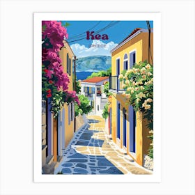 Kea Greece Street Digital Travel Art Art Print