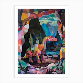 Colourful Dinosaur In A Crystal Cave 3 Art Print