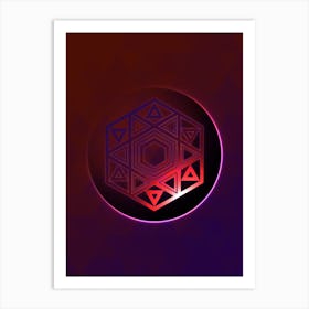 Geometric Neon Glyph on Jewel Tone Triangle Pattern 468 Art Print