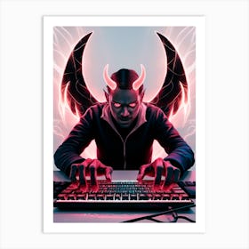 Devil On Computer 1 Art Print