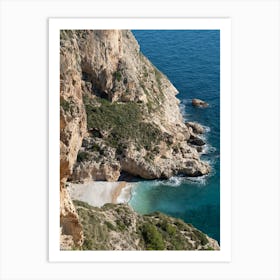 Cliffs and serene cove on the Mediterranean coast Art Print