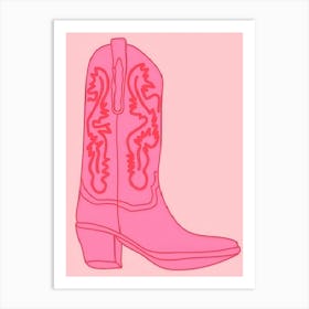 Pink Cowboy Boot Art Print